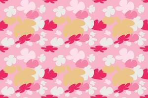 Floral Abstract Seamless Patterns. Vintage 70s Style Flower Background Illustration. Colorful Pastel Color Groovy Artwork Bundle, Y2k Nature Backgrounds With Spring Plants. vector