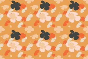 Beautiful Flowers Pattern Background Vintage 70s Style Flower Background Illustration. Colorful Pastel Color Groovy Artwork Bundle, Y2k Nature Backgrounds With Spring Plants. vector