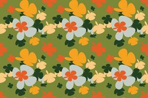Vintage 70s Style Flower Background Illustration. Colorful Pastel Color Groovy Artwork Bundle, Y2k Nature Backgrounds With Spring Plants. vector