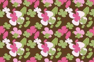 Seamless Abstract Floral Wallpaper Pattern Vintage 70s Style Flower Background Illustration. Colorful Pastel Color Groovy Artwork Bundle, Y2k Nature Backgrounds With Spring Plants. vector