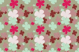 Seamless Pattern With Watercolor Flower Bouquet Vintage 70s Style Flower Background Illustration. Colorful Pastel Color Groovy Artwork Bundle, Y2k Nature Backgrounds With Spring Plants. vector