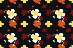 Seamless Abstract Floral Wallpaper Pattern Vintage 70s Style Flower Background Illustration. Colorful Pastel Color Groovy Artwork Bundle, Y2k Nature Backgrounds With Spring Plants. vector