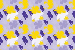 Blooming Flower Pattern Vintage 70s Style Flower Background Illustration. Colorful Pastel Color Groovy Artwork Bundle, Y2k Nature Backgrounds With Spring Plants. vector