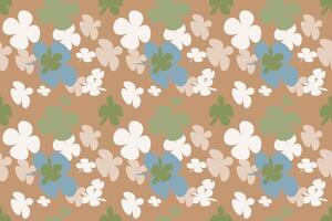 Hand Painted Flower Pattern Vintage 70s Style Flower Background Illustration. Colorful Pastel Color Groovy Artwork Bundle, Y2k Nature Backgrounds With Spring Plants. vector
