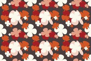 Floral Abstract Seamless Patterns. Vintage 70s Style Flower Background Illustration. Colorful Pastel Color Groovy Artwork Bundle, Y2k Nature Backgrounds With Spring Plants. vector