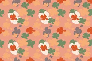 Pattern With Simple Pretty Small Flowers, Vintage 70s Style Flower Background Illustration. Colorful Pastel Color Groovy Artwork Bundle, Y2k Nature Backgrounds With Spring Plants. vector