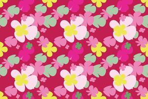 Trendy Floral Seamless Pattern Vintage 70s Style Flower Background Illustration. Colorful Pastel Color Groovy Artwork Bundle, Y2k Nature Backgrounds With Spring Plants. vector