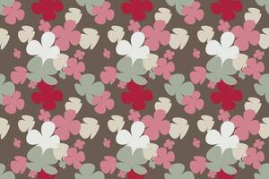 Floral Abstract Seamless Patterns. Vintage 70s Style Flower Background Illustration. Colorful Pastel Color Groovy Artwork Bundle, Y2k Nature Backgrounds With Spring Plants. vector