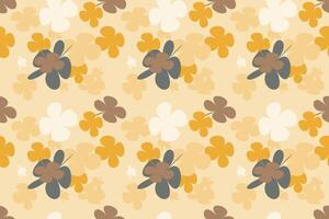 Floral Seamless Pattern Vintage 70s Style Flower Background Illustration. Colorful Pastel Color Groovy Artwork Bundle, Y2k Nature Backgrounds With Spring Plants. vector