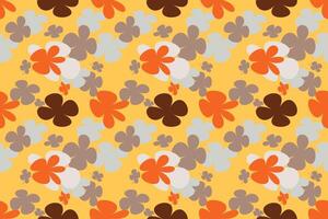 Flower Digital Printed Pattern Vintage 70s Style Flower Background Illustration. Colorful Pastel Color Groovy Artwork Bundle, Y2k Nature Backgrounds With Spring Plants. vector