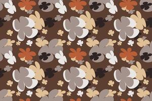 Seamless Floral Pattern With Hand Drawn Vintage 70s Style Flower Background Illustration. Colorful Pastel Color Groovy Artwork Bundle, Y2k Nature Backgrounds With Spring Plants. vector