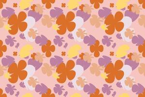 Cute Floral Pattern in the Small Flower. Vintage 70s Style Flower Background Illustration. Colorful Pastel Color Groovy Artwork Bundle, Y2k Nature Backgrounds With Spring Plants. vector
