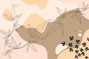 memphis background with soft colors and leaves vector