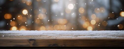 snow covered window with a christmas tree in the background photo