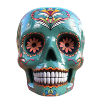 Generated AI Traditional Calavera 3d Sugar Skull isolated on transparent background the Day of the Dead Symbol png