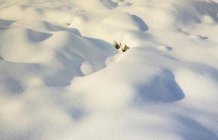 Fragment of the road, covered with a thick layer of snow. The texture of the glistening snow cover photo