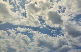 Image of clear blue sky and white clouds on day time for background usage photo