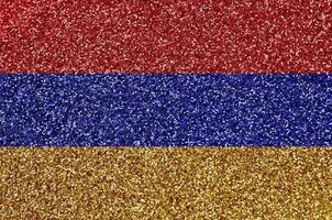 Armenia flag depicted on many small shiny sequins. Colorful festival background for party photo