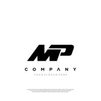 Initial letter MP, looping line, shape logo, Black color on White background vector