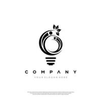 Light bulb and leaf logo in minimalist and modern for technology vector