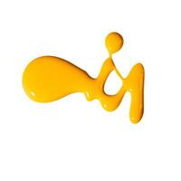 Yellow varnish on a white background, wet drop. Isolate - splashes of nail polish.Interesting and unusual strokes. photo