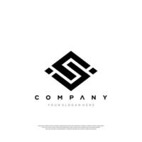 abstract geometric Letter C S logo with hexagon icon design elements vector