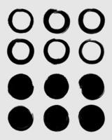 Abstract illustration of black brushstroke circles on a white background vector
