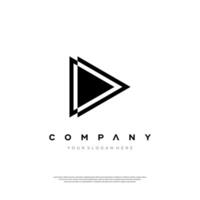 Play button for media app logo design with initial letter p line logo. service app Logotype. Multimedia player icon design element for Music and movie start sign, audio and editor logo vector