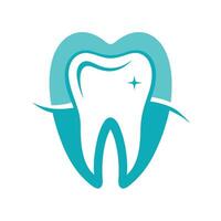 A teal circle graphic with a single, white tooth inside that has a sparkling star. vector