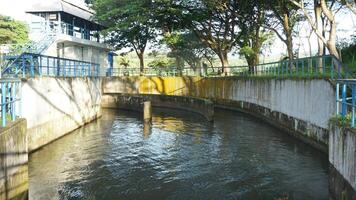 Closed locks on the river, Transport water channel on the river. Dam water chamber. photo