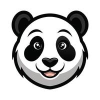 A cartoon illustration of a panda bears face with big, expressive eyes and a cheerful smiling expression. vector
