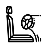 Car driver seat icon illustration with black outline isolated on square white background. Simple flat vehicle part environment cartoon art styled drawing. vector
