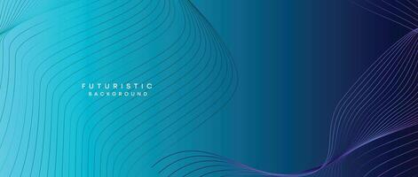 Abstract Peacock Blue, Ocean Dark Blue Technological Modern Flowing Wave Line Background. Teal Blue and Black Digital Future Technology Web Banner Background for Presentation, Cover, Slide, Magazine vector