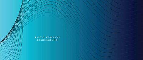 Abstract Peacock Blue, Ocean Dark Blue Technological Modern Flowing Wave Line Background. Teal Blue and Black Digital Future Technology Web Banner Background for Presentation, Cover, Slide, Magazine vector