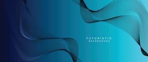 Abstract Peacock Blue, Ocean Dark Blue Technological Modern Flowing Wave Line Background. Teal Blue and Black Digital Future Technology Web Banner Background for Presentation, Cover, Slide, Magazine vector