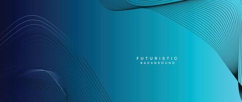 Abstract Peacock Blue, Ocean Dark Blue Technological Modern Flowing Wave Line Background. Teal Blue and Black Digital Future Technology Web Banner Background for Presentation, Cover, Slide, Magazine vector