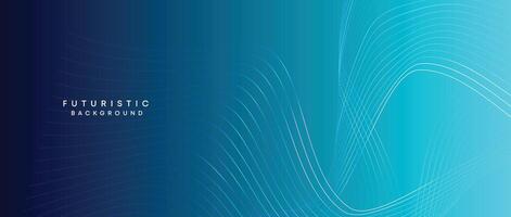Abstract Peacock Blue, Ocean Dark Blue Technological Modern Flowing Wave Line Background. Teal Blue and Black Digital Future Technology Web Banner Background for Presentation, Cover, Slide, Magazine vector