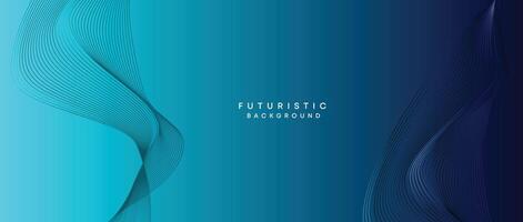 Abstract Peacock Blue, Ocean Dark Blue Technological Modern Flowing Wave Line Background. Teal Blue and Black Digital Future Technology Web Banner Background for Presentation, Cover, Slide, Magazine vector