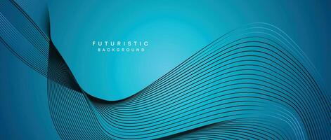 Abstract Peacock Blue, Ocean Dark Blue Technological Modern Flowing Wave Line Background. Teal Blue and Black Digital Future Technology Web Banner Background for Presentation, Cover, Slide, Magazine vector