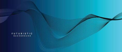 Abstract Peacock Blue, Ocean Dark Blue Technological Modern Flowing Wave Line Background. Teal Blue and Black Digital Future Technology Web Banner Background for Presentation, Cover, Slide, Magazine vector
