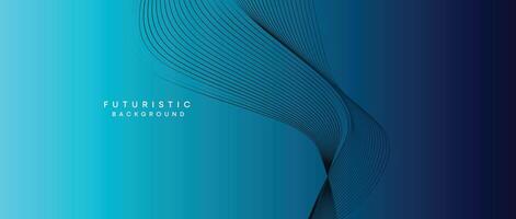 Abstract Peacock Blue, Ocean Dark Blue Technological Modern Flowing Wave Line Background. Teal Blue and Black Digital Future Technology Web Banner Background for Presentation, Cover, Slide, Magazine vector