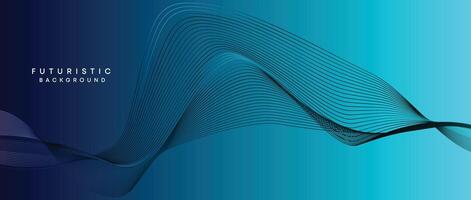Abstract Peacock Blue, Ocean Dark Blue Technological Modern Flowing Wave Line Background. Teal Blue and Black Digital Future Technology Web Banner Background for Presentation, Cover, Slide, Magazine vector