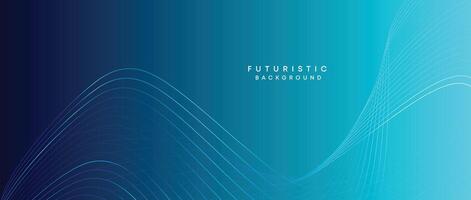 Abstract Peacock Blue, Ocean Dark Blue Technological Modern Flowing Wave Line Background. Teal Blue and Black Digital Future Technology Web Banner Background for Presentation, Cover, Slide, Magazine vector