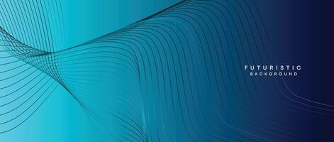 Abstract Peacock Blue, Ocean Dark Blue Technological Modern Flowing Wave Line Background. Teal Blue and Black Digital Future Technology Web Banner Background for Presentation, Cover, Slide, Magazine vector