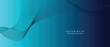 Abstract Peacock Blue, Ocean Dark Blue Technological Modern Flowing Wave Line Background. Teal Blue and Black Digital Future Technology Web Banner Background for Presentation, Cover, Slide, Magazine vector