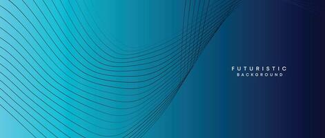 Abstract Peacock Blue, Ocean Dark Blue Technological Modern Flowing Wave Line Background. Teal Blue and Black Digital Future Technology Web Banner Background for Presentation, Cover, Slide, Magazine vector