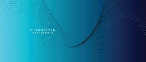 Abstract Peacock Blue, Ocean Dark Blue Technological Modern Flowing Wave Line Background. Teal Blue and Black Digital Future Technology Web Banner Background for Presentation, Cover, Slide, Magazine vector
