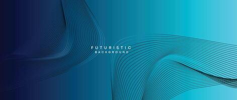 Abstract Peacock Blue, Ocean Dark Blue Technological Modern Flowing Wave Line Background. Teal Blue and Black Digital Future Technology Web Banner Background for Presentation, Cover, Slide, Magazine vector