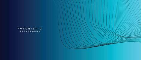 Abstract Peacock Blue, Ocean Dark Blue Technological Modern Flowing Wave Line Background. Teal Blue and Black Digital Future Technology Web Banner Background for Presentation, Cover, Slide, Magazine vector