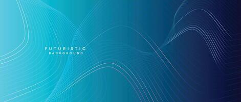 Abstract Peacock Blue, Ocean Dark Blue Technological Modern Flowing Wave Line Background. Teal Blue and Black Digital Future Technology Web Banner Background for Presentation, Cover, Slide, Magazine vector